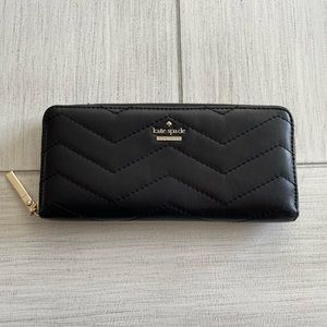 Kate Spade Black Wallet with Gold Hardware 8” x 3.5” x 1.5”